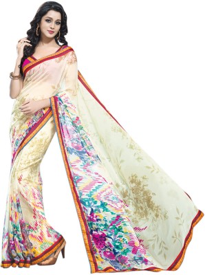 

Saara Floral Print Daily Wear Georgette Saree(White)