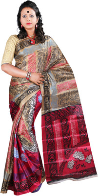 

Anushree Saree Printed Fashion Silk Saree(Multicolor), Red