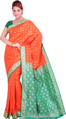 

Ishin Printed Fashion Silk Saree(Orange)