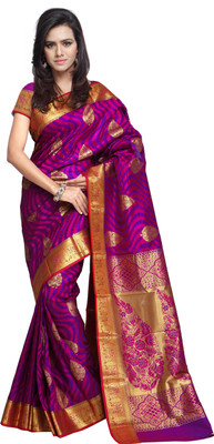 Varkala Silk Sarees Woven Kanjivaram Silk Saree(Pink), Rani