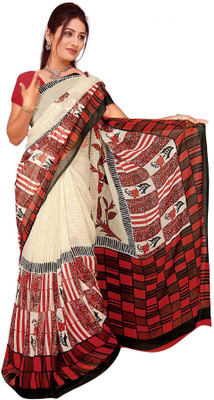 

Trendz Printed Bollywood Georgette Saree(Red, Black), Black;red