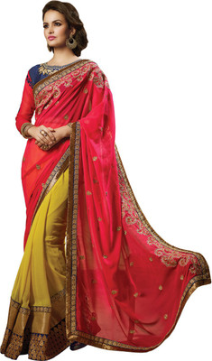 

Saara Embroidered Fashion Georgette Saree(Red, Yellow), Pink and yellow