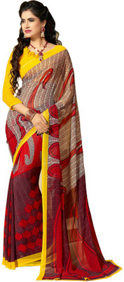 

Khoobee Printed Fashion Georgette Saree(Red, Multicolor), Grey;multicolor;red