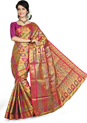 

Mimosa Self Design Kanjivaram Net, Silk, Jacquard Saree(Multicolor), Mejantha