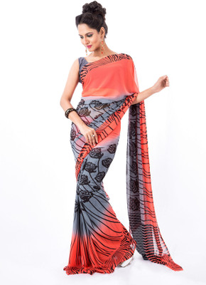 

Cenizas Printed Fashion Chiffon Saree(Multicolor), Orange