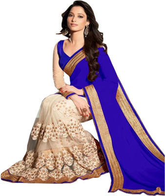 

SareeBazaar Embroidered Bollywood Georgette, Net Saree(Blue)