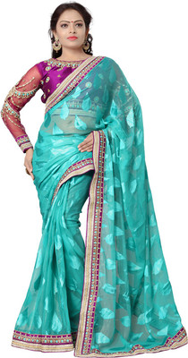 

Ishin Embroidered Fashion Jacquard Saree(Green)