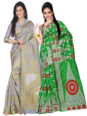 

Weavedeal Embellished Kanjivaram Silk Cotton Blend Saree(Pack of 2, Multicolor)