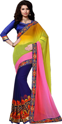 

Jiya Self Design, Embroidered, Embellished Fashion Georgette, Jacquard Saree(Multicolor, Blue), Blue;multicolor