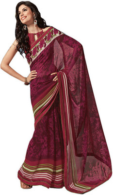 

Party Wear Dresses Printed Fashion Pure Chiffon Saree(Maroon)