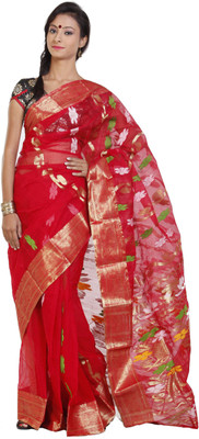 

Sanrocks Global Fashions Woven Tant Cotton Saree(Red)