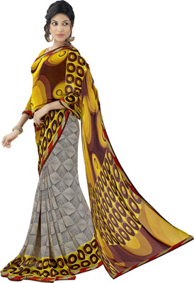 

Khoobee Self Design, Printed Fashion Georgette Saree(Multicolor), Beige;black;brown;yellow