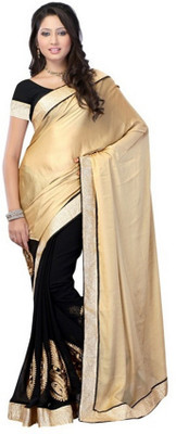 

Aksh Fashion Embroidered Fashion Handloom Chiffon Saree(Gold)