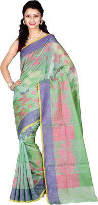 

Chandrakala Woven Banarasi Chanderi, Cotton Saree(Green), Sap green