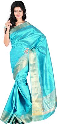 

Roopkala Silks Solid Fashion Tussar Silk Saree(Blue)