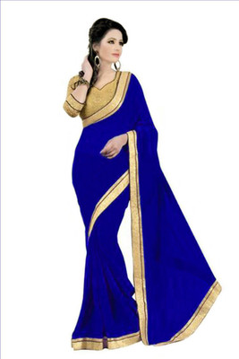 

Reya Solid Fashion Georgette Saree(Blue), Multicolor