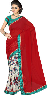 

Jiya Self Design, Printed Fashion Georgette Saree(Red, White, Multicolor), Multicolor;red;white