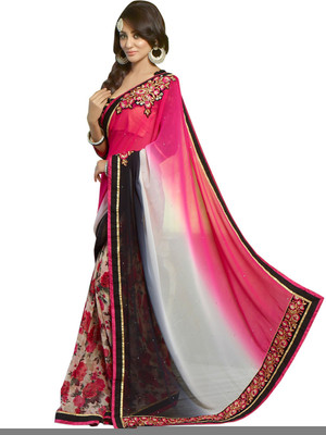 

Lovelylook Printed Daily Wear Georgette Saree(White, Multicolor), Cream & multi