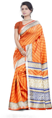 

JTInternational Printed Bhagalpuri Silk Saree(Yellow)