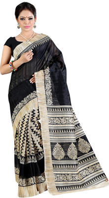 

Lovelylook Printed Daily Wear Art Silk Saree(Black, Beige)