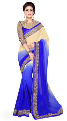 

Sourbh Sarees Embroidered Fashion Georgette Saree(Beige, Blue)