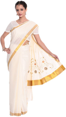 

Darps Self Design Balarampuram Cotton Saree(Multicolor), Cream