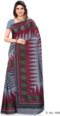 

Indianbeauty Striped, Printed Fashion Cotton Saree(Grey, Maroon)