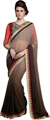 

Lovely Look Embroidered Daily Wear Georgette Saree(Brown), Light & dark brown