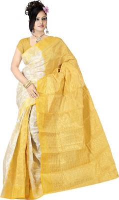 

JagannathSaree Self Design Fashion Silk Saree(White, Yellow