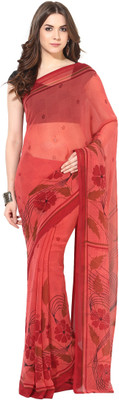 Fostelo Self Design Daily Wear Chiffon Saree(Red) available at flipkart for Rs.199
