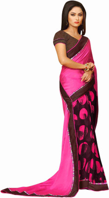 

Jiya Self Design Fashion Georgette, Satin, Chiffon Saree(Pink, Brown), Brown;pink
