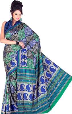 

Sunaina Printed Fashion Art Silk Saree(Multicolor), Green