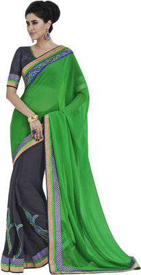 

Desi Butik Self Design Fashion Georgette Saree(Green)