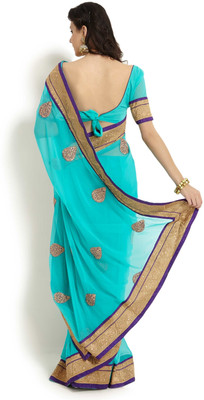 

Soch Solid Fashion Chiffon Saree(Blue)