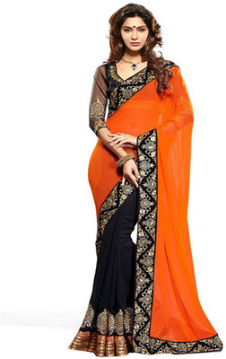 

Party Wear Dresses Printed Fashion Art Silk Saree(Black)