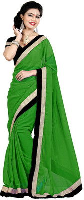 

Party Wear Dresses Solid Fashion Chiffon Saree(Green)