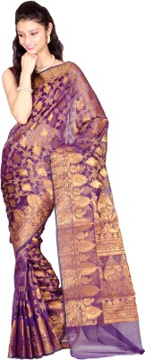 

Chandrakala Self Design Banarasi Cotton Saree(Purple)