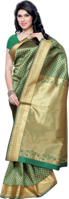 

Mimosa Woven Kanjivaram Handloom Art Silk Saree(Green)