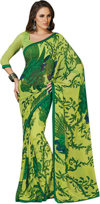 

Indian Wear Online Printed Fashion Pure Chiffon Saree(Multicolor), Multicolor458