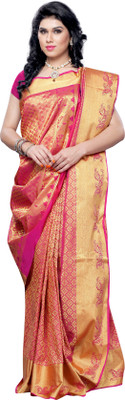 

Mimosa Woven Kanjivaram Handloom Art Silk Saree(Pink)