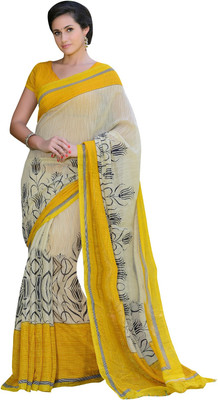 

Lovelylook Printed Fashion Polycotton Saree(Multicolor), Off-white & yellow