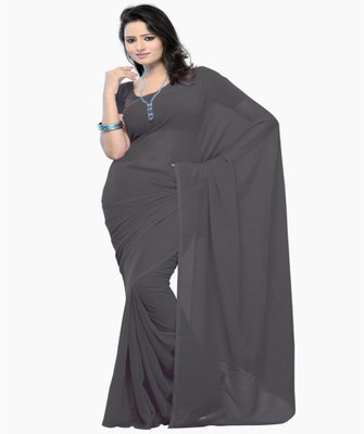 Multi Retail Solid Daily Wear Georgette Saree(Grey)