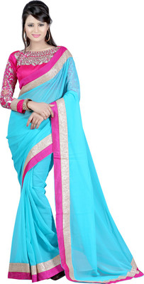 

Indian House Embroidered Fashion Chiffon Saree(Blue)