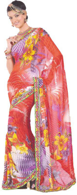 

K D Collection Printed Daily Wear Georgette Saree(Multicolor)