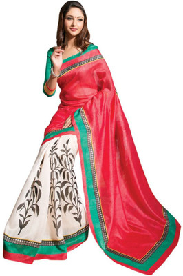 

Rockchin Fashions Printed Fashion Silk Saree(White)