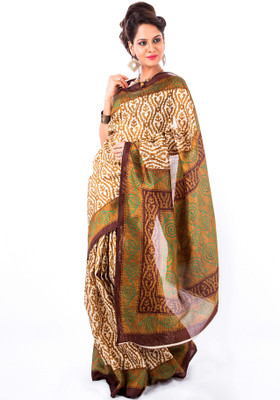 

Cenizas Self Design Fashion Silk Saree(Multicolor), Brown