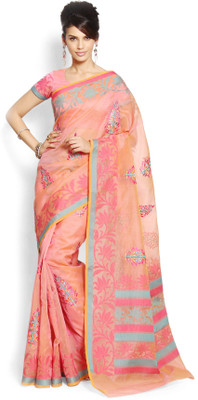 

Soch Embroidered Fashion Cotton Saree(Red), Coral