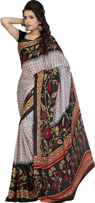 

Khoobee Self Design, Printed Fashion Crepe Saree(Grey, Multicolor)
