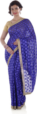 

Ethnic Bliss Lifestyles Self Design Phulkari Chiffon Saree(Purple), Dark puprle