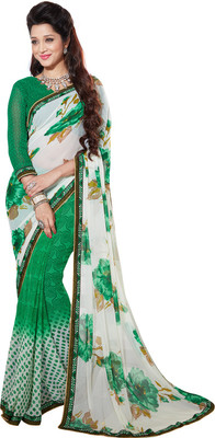

PSHOPEE Printed Fashion Chiffon Saree(Green)